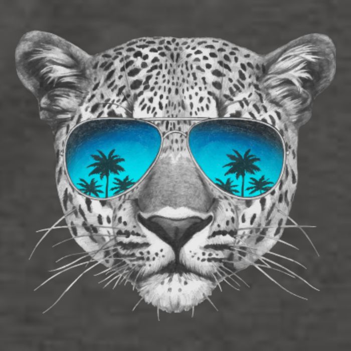 Hand Drawn Leopard Portrait Mirror Sunglasses Vector Backpack