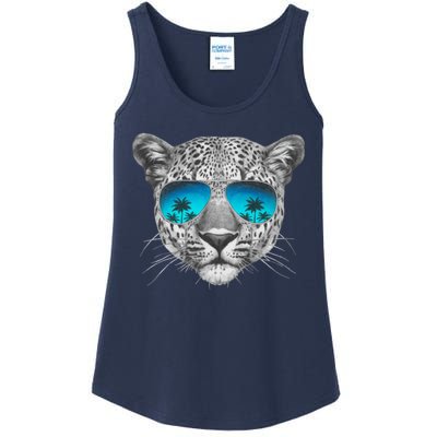 Hand Drawn Leopard Portrait Mirror Sunglasses Ladies Essential Tank