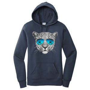 Hand Drawn Leopard Portrait Mirror Sunglasses Women's Pullover Hoodie