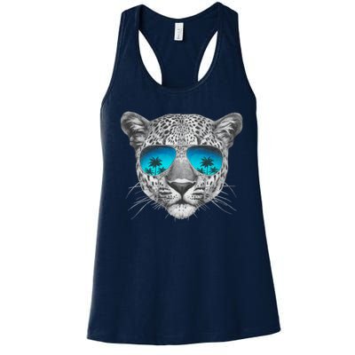 Hand Drawn Leopard Portrait Mirror Sunglasses Women's Racerback Tank