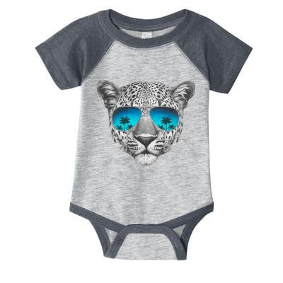 Hand Drawn Leopard Portrait Mirror Sunglasses Infant Baby Jersey Bodysuit