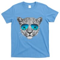 Hand Drawn Leopard Portrait Mirror Sunglasses T-Shirt