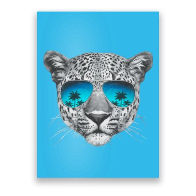 Hand Drawn Leopard Portrait Mirror Sunglasses Poster
