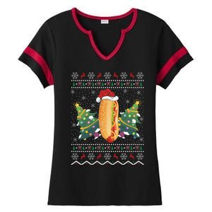 Hot Dog Lover Xmas Gift Ugly Hot Dog Christmas Gift Ladies Halftime Notch Neck Tee