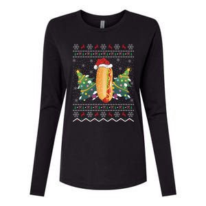 Hot Dog Lover Xmas Gift Ugly Hot Dog Christmas Gift Womens Cotton Relaxed Long Sleeve T-Shirt