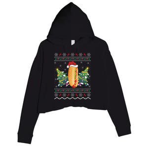 Hot Dog Lover Xmas Gift Ugly Hot Dog Christmas Gift Crop Fleece Hoodie