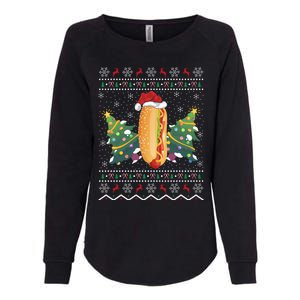 Hot Dog Lover Xmas Gift Ugly Hot Dog Christmas Gift Womens California Wash Sweatshirt