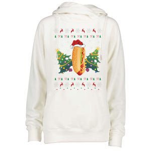 Hot Dog Lover Xmas Gift Ugly Hot Dog Christmas Gift Womens Funnel Neck Pullover Hood