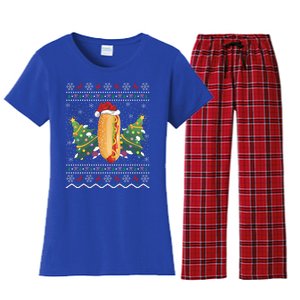 Hot Dog Lover Xmas Gift Ugly Hot Dog Christmas Gift Women's Flannel Pajama Set