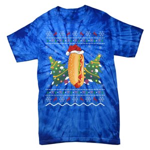 Hot Dog Lover Xmas Gift Ugly Hot Dog Christmas Gift Tie-Dye T-Shirt