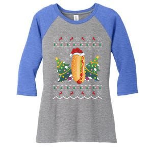 Hot Dog Lover Xmas Gift Ugly Hot Dog Christmas Gift Women's Tri-Blend 3/4-Sleeve Raglan Shirt