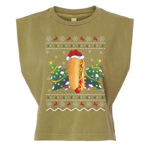 Hot Dog Lover Xmas Gift Ugly Hot Dog Christmas Gift Garment-Dyed Women's Muscle Tee