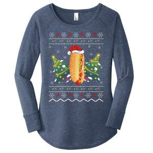 Hot Dog Lover Xmas Gift Ugly Hot Dog Christmas Gift Women's Perfect Tri Tunic Long Sleeve Shirt