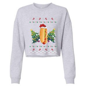 Hot Dog Lover Xmas Gift Ugly Hot Dog Christmas Gift Cropped Pullover Crew