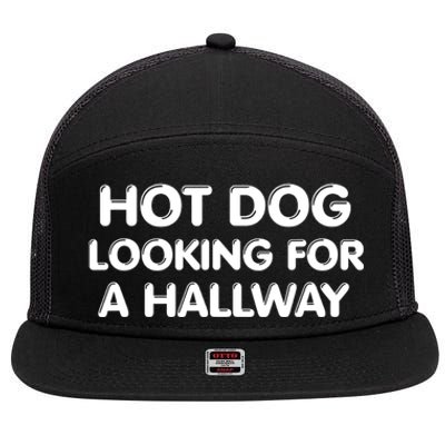 Hot Dog Looking For A Hallway Funny 7 Panel Mesh Trucker Snapback Hat