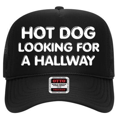 Hot Dog Looking For A Hallway Funny High Crown Mesh Back Trucker Hat