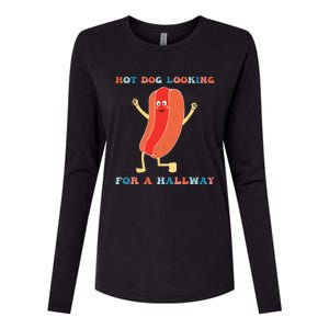 Hot Dog Looking For A Hallway Funny Hot Dog Lover Womens Cotton Relaxed Long Sleeve T-Shirt