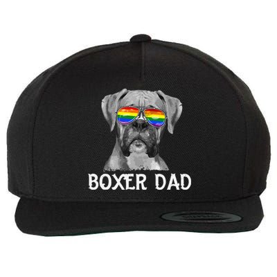 Hug day LGBT Boxer Dad Rainbow Pride Flag Dog Father's Day Wool Snapback Cap