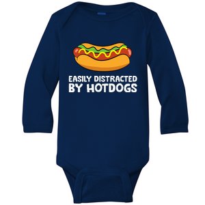 Hot Dog Lover Easily Distracted By Hotdogs Baby Long Sleeve Bodysuit