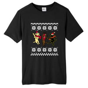 Happy Dancing Labradors Christmas Tall Fusion ChromaSoft Performance T-Shirt