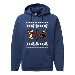 Happy Dancing Labradors Christmas Performance Fleece Hoodie