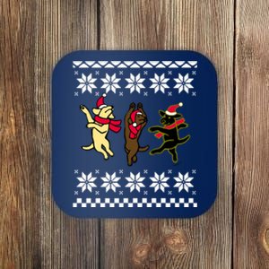 Happy Dancing Labradors Christmas Coaster