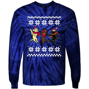 Happy Dancing Labradors Christmas Tie-Dye Long Sleeve Shirt