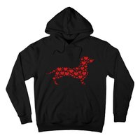 Heart Dog Lover Gift Dachshund Puppy Valentines Day Hoodie