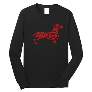 Heart Dog Lover Gift Dachshund Puppy Valentines Day Long Sleeve Shirt