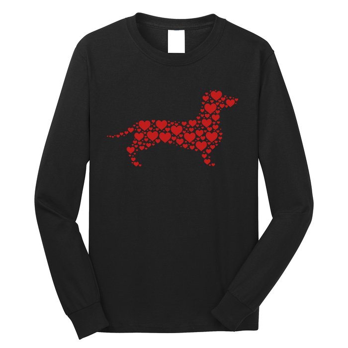 Heart Dog Lover Gift Dachshund Puppy Valentines Day Long Sleeve Shirt