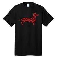 Heart Dog Lover Gift Dachshund Puppy Valentines Day Tall T-Shirt