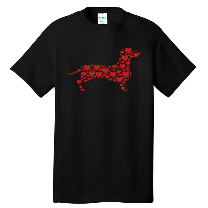 Heart Dog Lover Gift Dachshund Puppy Valentines Day Tall T-Shirt