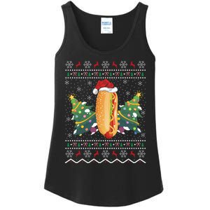 Hot Dog Lover Xmas Gift Ugly Hot Dog Christmas Gift Ladies Essential Tank