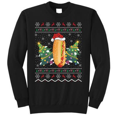 Hot Dog Lover Xmas Gift Ugly Hot Dog Christmas Gift Tall Sweatshirt