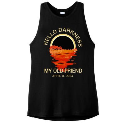 Hello Darkness My Old Friend Solar Eclipse April 08 2024 Ladies PosiCharge Tri-Blend Wicking Tank