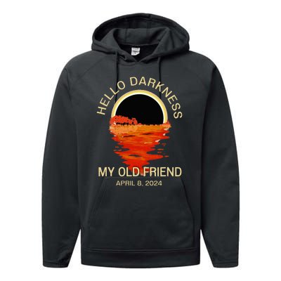 Hello Darkness My Old Friend Solar Eclipse April 08 2024 Performance Fleece Hoodie