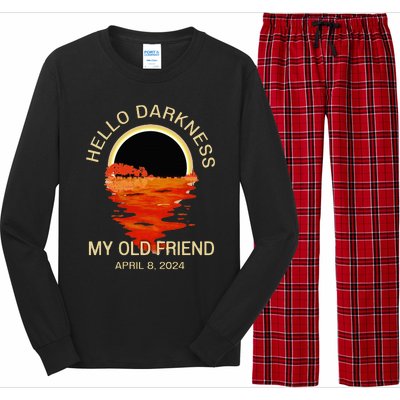 Hello Darkness My Old Friend Solar Eclipse April 08 2024 Long Sleeve Pajama Set