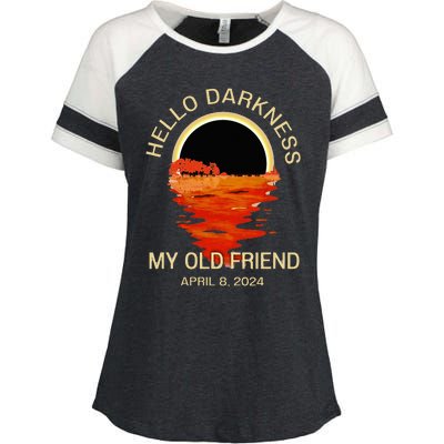 Hello Darkness My Old Friend Solar Eclipse April 08 2024 Enza Ladies Jersey Colorblock Tee