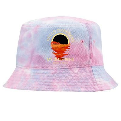 Hello Darkness My Old Friend Solar Eclipse April 08 2024 Tie-Dyed Bucket Hat