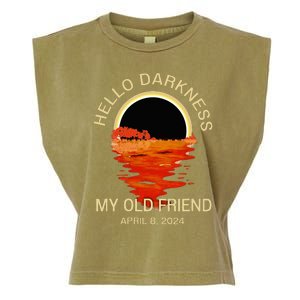 Hello Darkness My Old Friend Solar Eclipse April 08 2024 Garment-Dyed Women's Muscle Tee