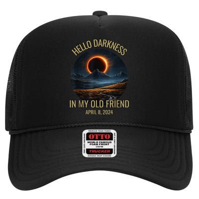 Hello Darkness My Old Friend Solar Eclipse April 08 2024 High Crown Mesh Back Trucker Hat