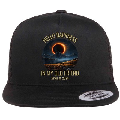 Hello Darkness My Old Friend Solar Eclipse April 08 2024 Flat Bill Trucker Hat