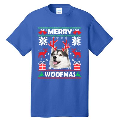 Husky Dog Merry Woofmas Christmas Dog Lovers Ugly Sweater Gift Tall T-Shirt