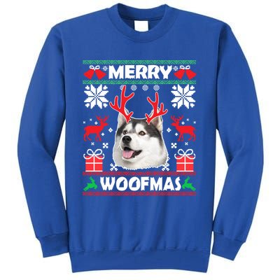 Husky Dog Merry Woofmas Christmas Dog Lovers Ugly Sweater Gift Tall Sweatshirt