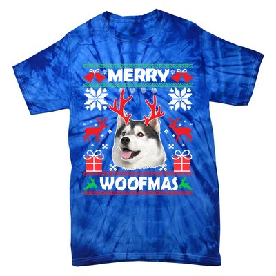 Husky Dog Merry Woofmas Christmas Dog Lovers Ugly Sweater Gift Tie-Dye T-Shirt