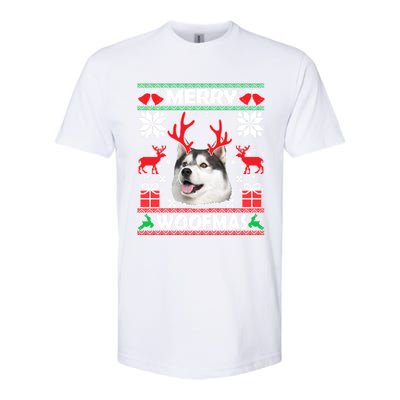 Husky Dog Merry Woofmas Christmas Dog Lovers Ugly Sweater Gift Softstyle® CVC T-Shirt