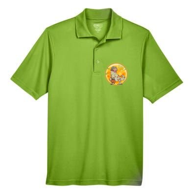 Happy Dinosaur Mummy Halloweeen Pumpkin T Rex Lover Witch Gift Men's Origin Performance Piqué Polo