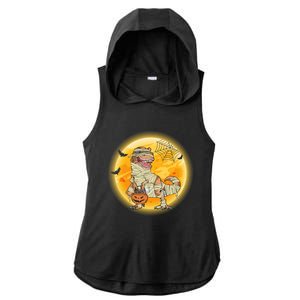 Happy Dinosaur Mummy Halloweeen Pumpkin T Rex Lover Witch Gift Ladies PosiCharge Tri-Blend Wicking Draft Hoodie Tank