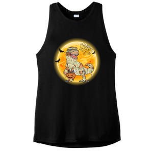 Happy Dinosaur Mummy Halloweeen Pumpkin T Rex Lover Witch Gift Ladies PosiCharge Tri-Blend Wicking Tank