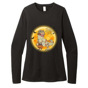 Happy Dinosaur Mummy Halloweeen Pumpkin T Rex Lover Witch Gift Womens CVC Long Sleeve Shirt